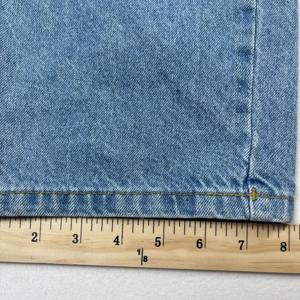 Cotton: ON Jeans Women 12 Blue Denim Cotton‎ Pockets High-Rise Long Straight Leg